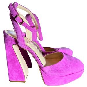 Jessica Simpson Platform Heels 7 Sexy Barbie Party Retro Chic Pink Purple Deirae